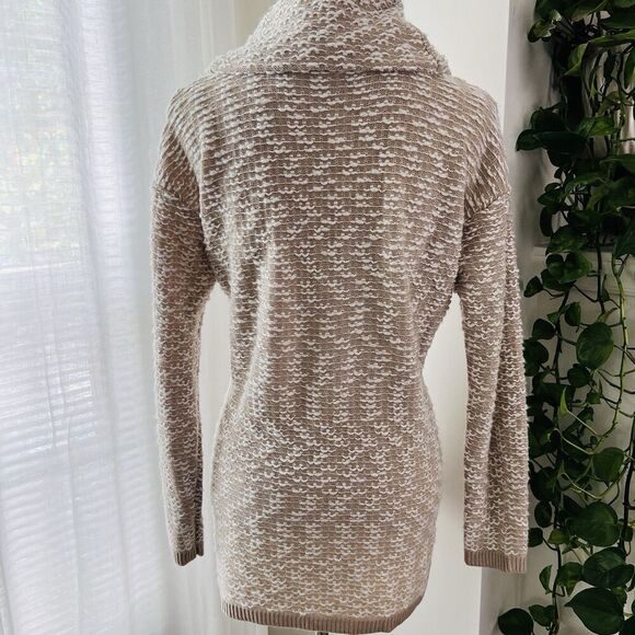 Calvin Klein Tan Brown & White Soft Chunky Knit Cowl Neck Sweater - Womens XL - Picture 6 of 8